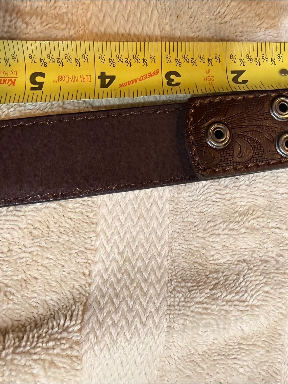 BC Belts Men's Dark Brown Leather Belt with Embossed Detail